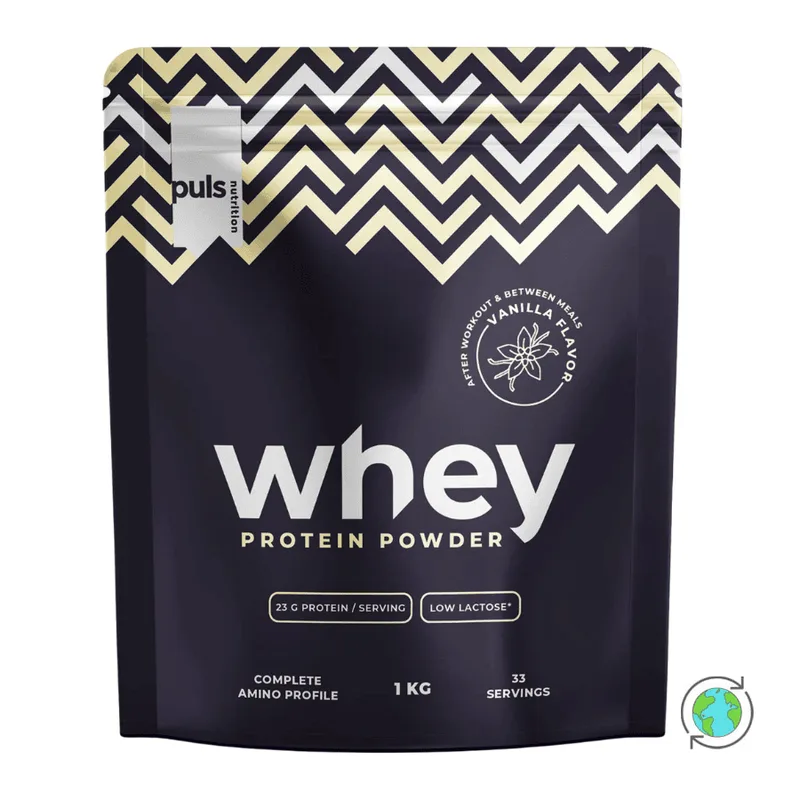 Whey Πρωτεΐνη Βανίλια 73% – Puls Nutrition – 1Kg Φινλανδία High Protein Lactose Free