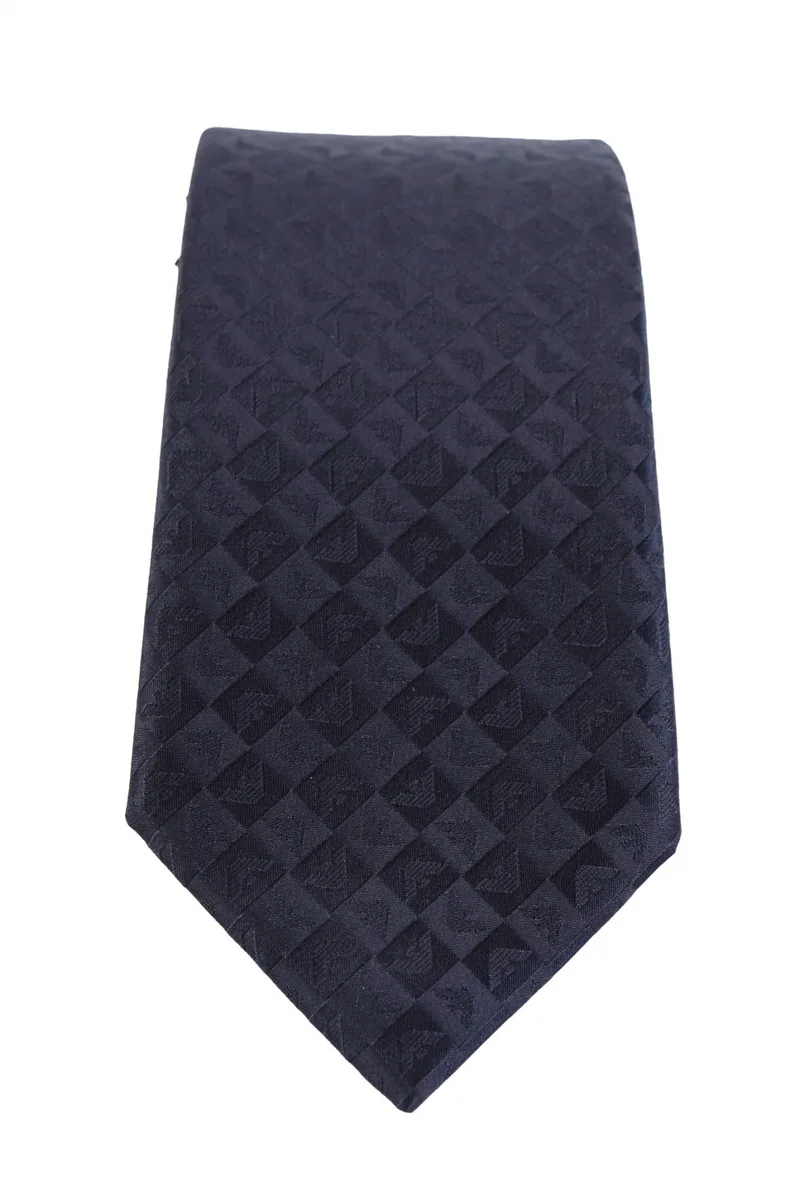 EMPORIO ARMANI ΓΡΑΒΑΤΑ ALL OVER PRINT LOGO ΜΠΛΕ