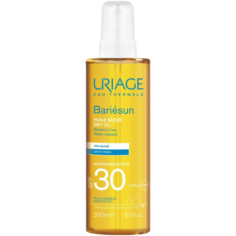 Uriage Bariesun Satin Finish Dry Oil Spray Spf30 Αντηλιακό Ξηρό Λάδι Σώματος & Μαλλιών σε Spray Υψηλής Προστασίας, Κατάλληλο για Ευαίσθητες Επιδερμίδες 200ml