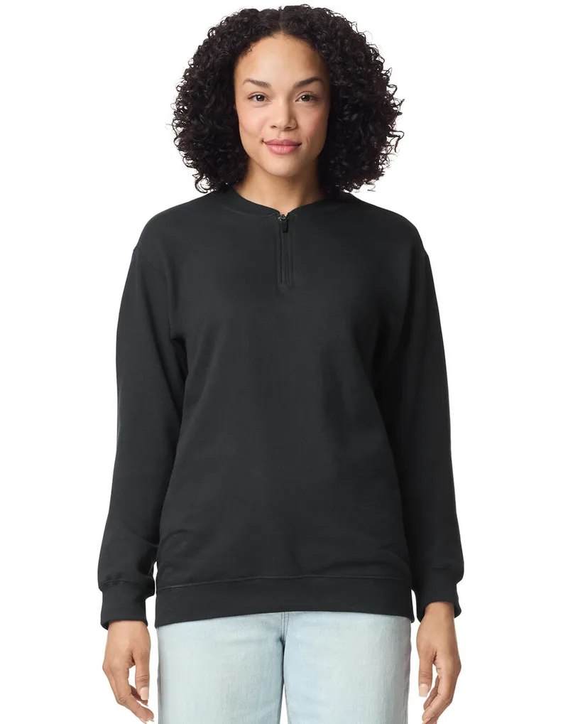 Φούτερ με Φερμουάρ 1/4 SF008 Gildan Softstyle Midweight Fleece Black
