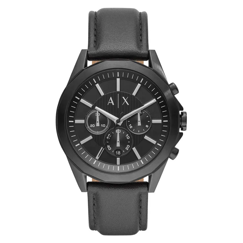 ARMANI EXCHANGE Chronograph Black Leather Strap AX2627
