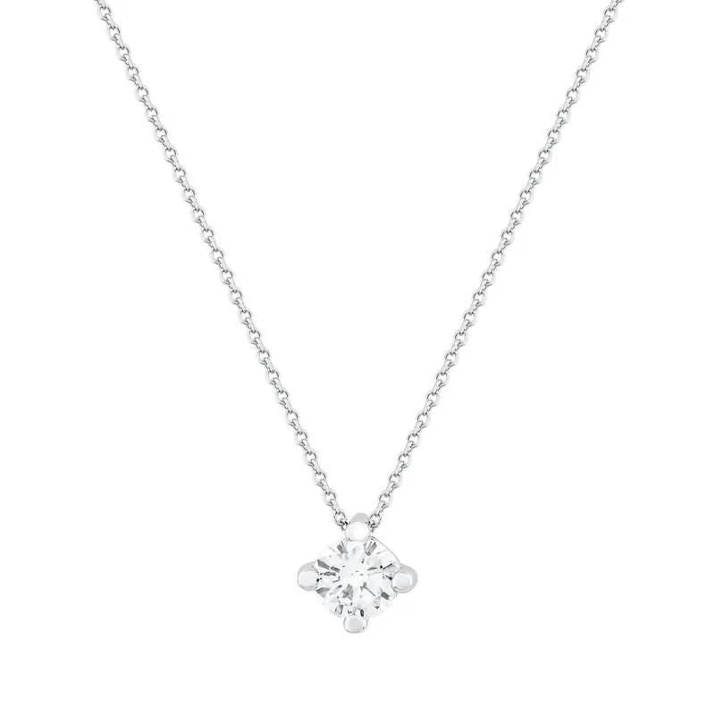 Diamond Group Koλιέ Μονόπετρο Με Διαμάντι Brilliant από Λευκό Χρυσό 18 Καρατίων DKL1396