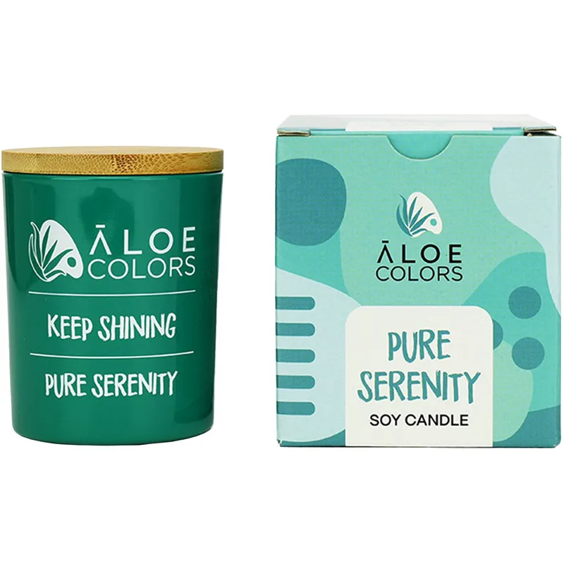 Aloe Colors Pure Serenity Scented Soy Candle Αρωματικό Κερί Σόγιας σε Βάζο με Άρωμα Μανόλια 150g