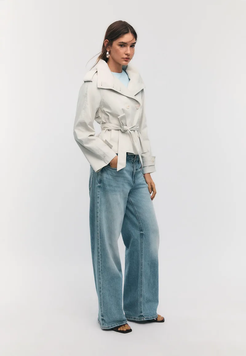Stradivarius Trench Με Όρθιο Γιακά Και Ζώνη Του Πάγου Xl