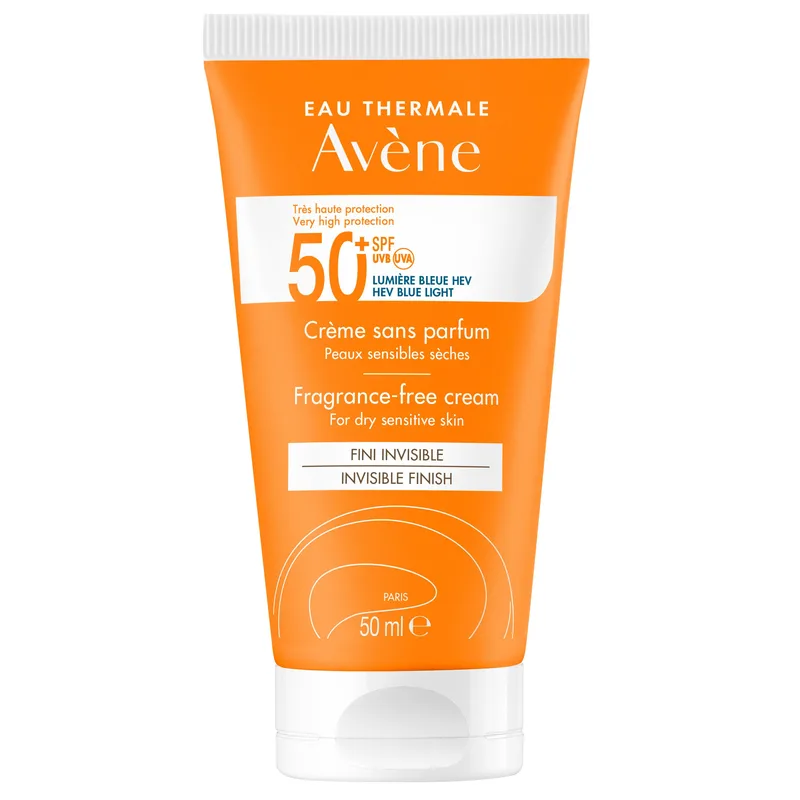 Avene Cream Solaire Sans Parfum Spf50+ Αντηλιακή Κρέμα Προσώπου Λαιμού Πολύ Υψηλής Προστασίας Χωρίς Άρωμα, για το Ξηρό Ευαίσθητο Δέρμα 50ml