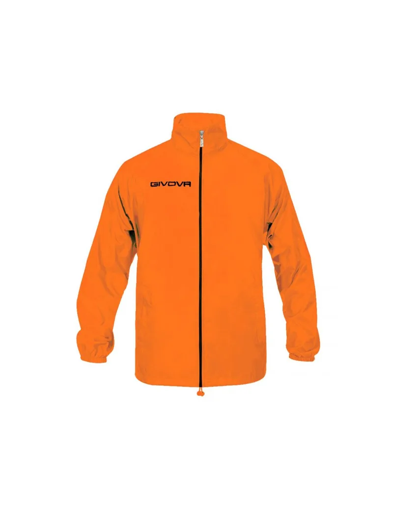 Givova Rain Basico RJ001 Ανδρικό Χειμωνιάτικο Μπουφάν Αδιάβροχο και Αντιανεμικό Πορτοκαλί Fluo