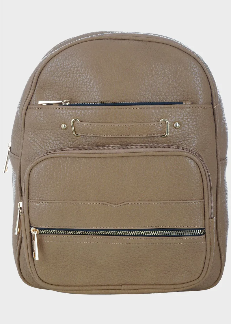 Γυναικεία τσάντα backpack διπλή εξωτερική θήκη ΚΑΜΕΛ