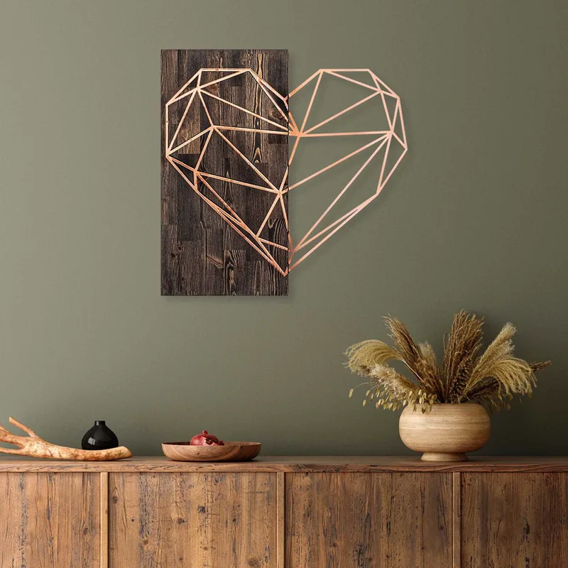 Ξύλινο Διακοσμητικό Τοίχου Heart - Copper 899Skl2240 58x58 cm