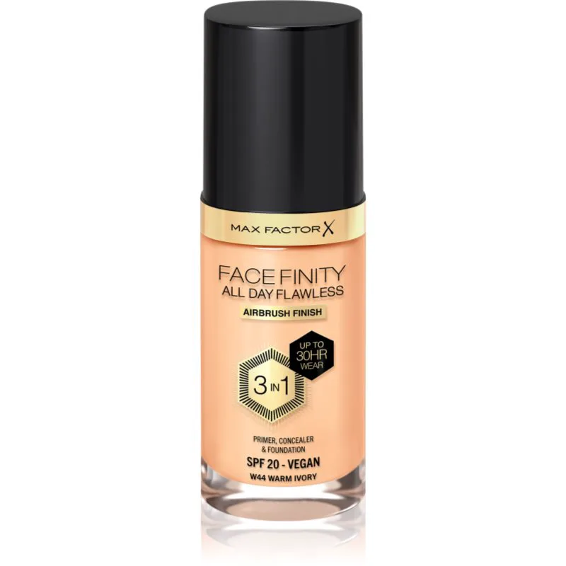 Max Factor Facefinity All Day Flawless μακράς διαρκείας μεικ απ SPF 20 απόχρωση 44 Warm Ivory 30 μλ