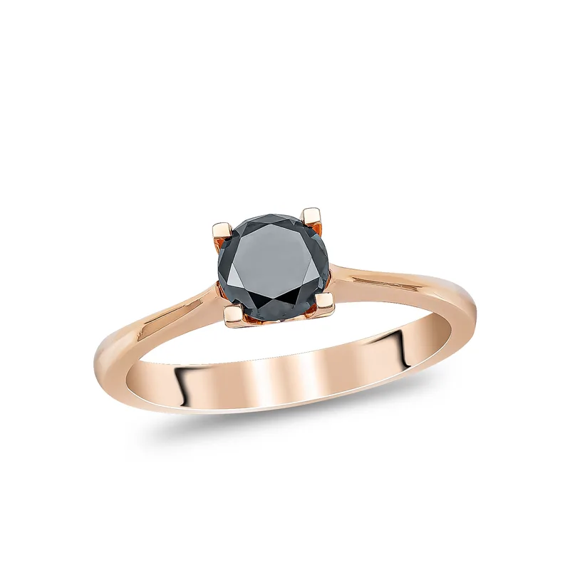 Μονόπετρο Δαχτυλίδι με Black Diamond από Ροζ Χρυσό 18 Καρατίων R31107