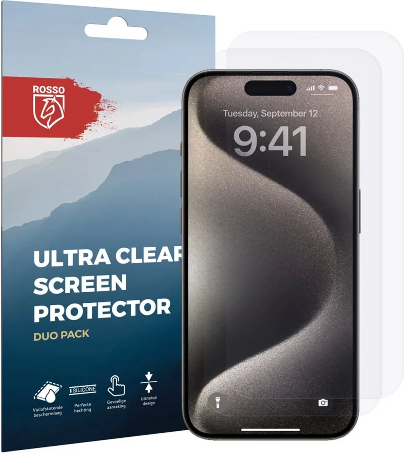 Κόκκινο Ultra Clear Screen Protector - Μεμβράνη Προστασίας Οθόνης - Apple iPhone 15 Pro - 2 Τεμάχια (8719246401145)