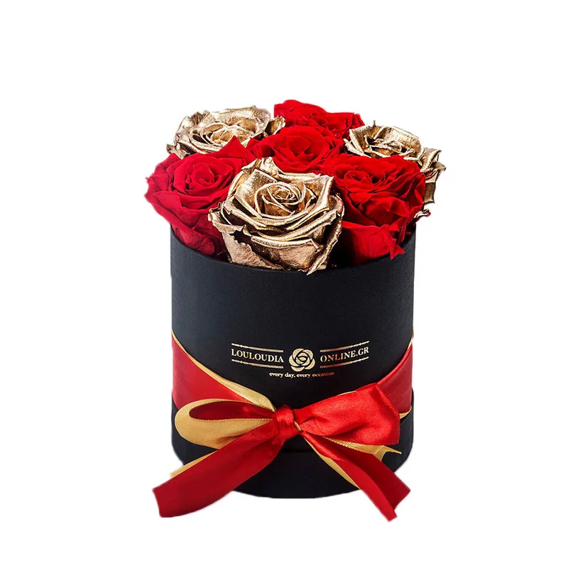 Forever Roses Κόκκινο-Χρυσό Premium 12x17cm 7 τριαντάφυλλα
