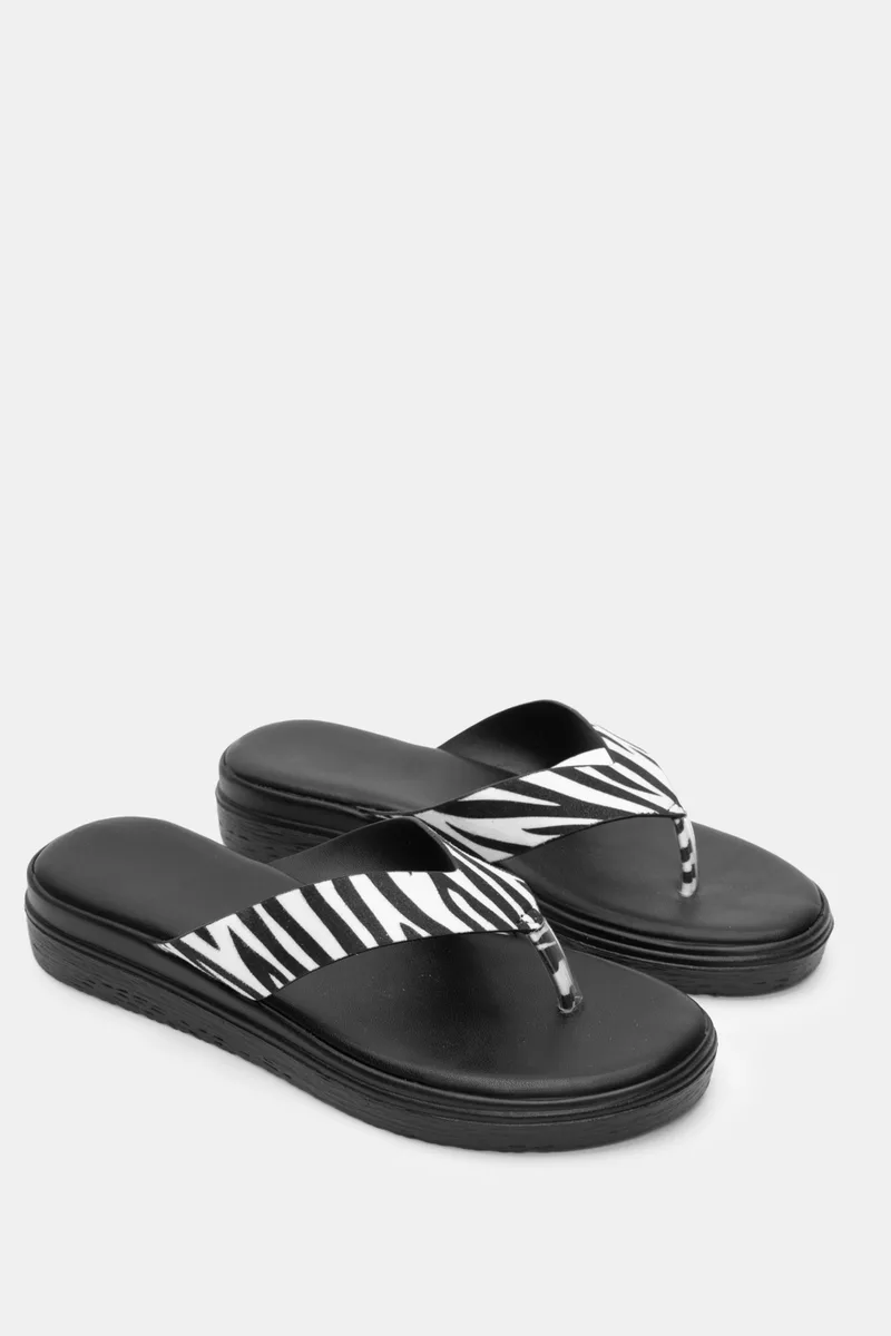 Σανδάλια Flatform - Zebra Άσπρο-Μάυρο