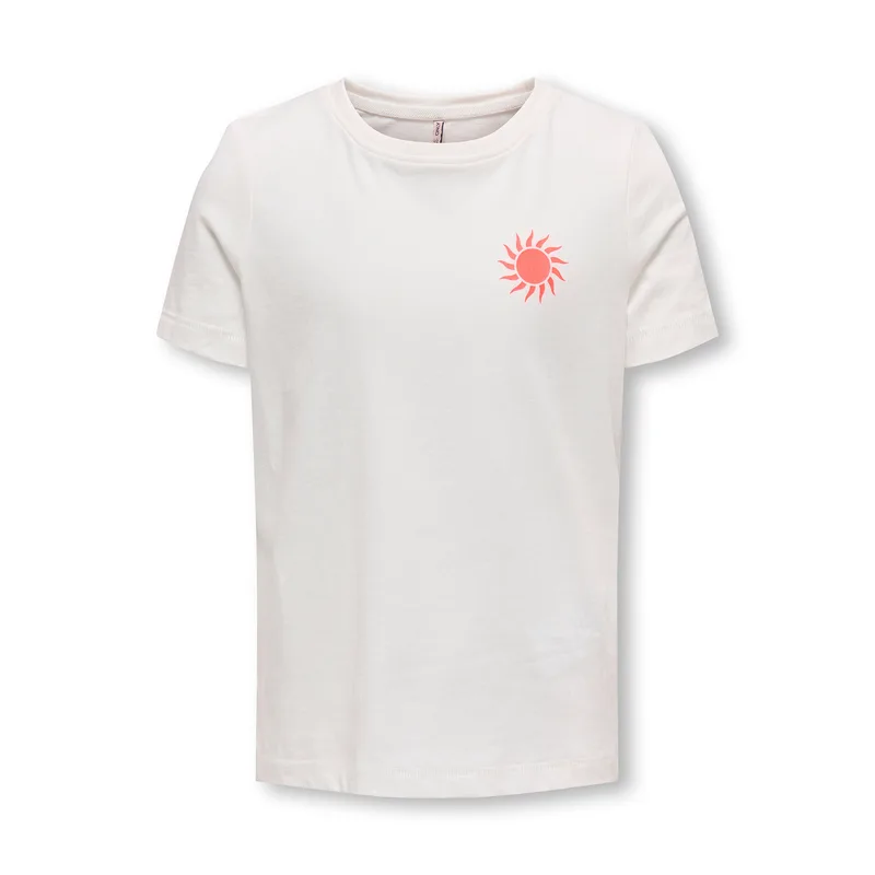 Kids ONLY T-Shirt Happy Life 15340140 Λευκό Regular Fit