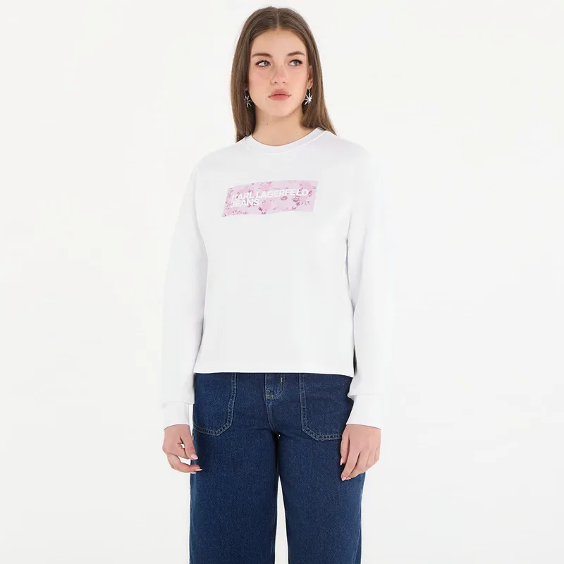 Φούτερ Karl Lagerfeld Jeans Reg Floral Logo Sweat White XS