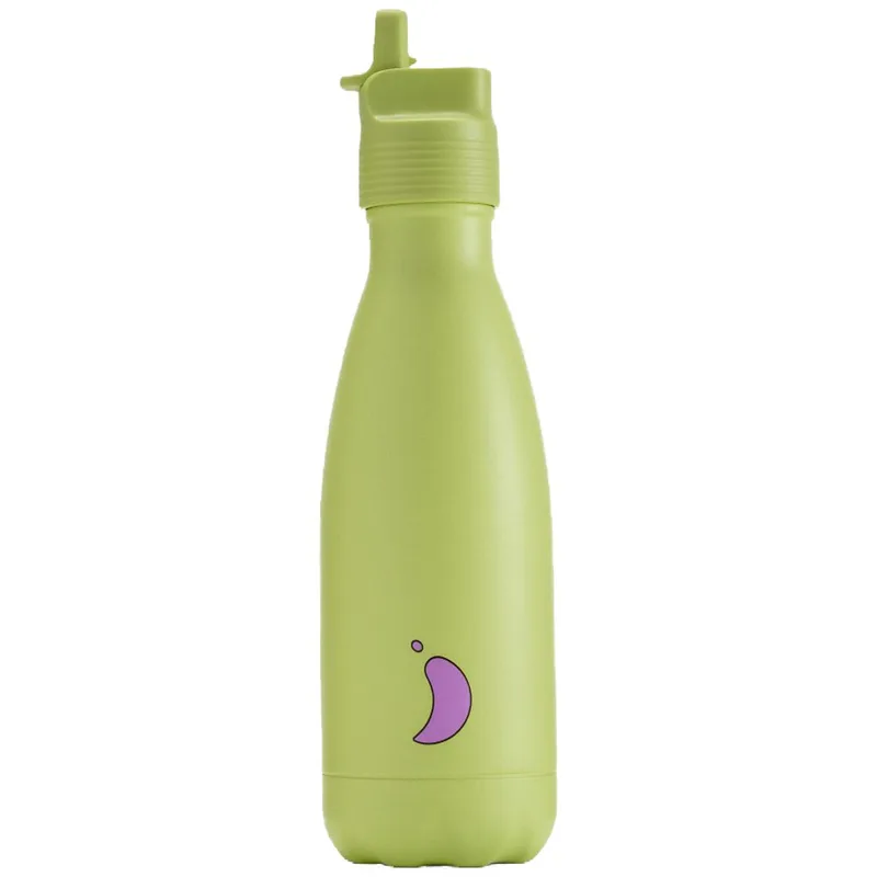 Chilly's Original Kids Bottle Ανοξείδωτο Παιδικό Μπουκάλι με Καλαμάκι που Διατηρεί το Νερό Δροσερό Όλη Μέρα 350ml - Lime