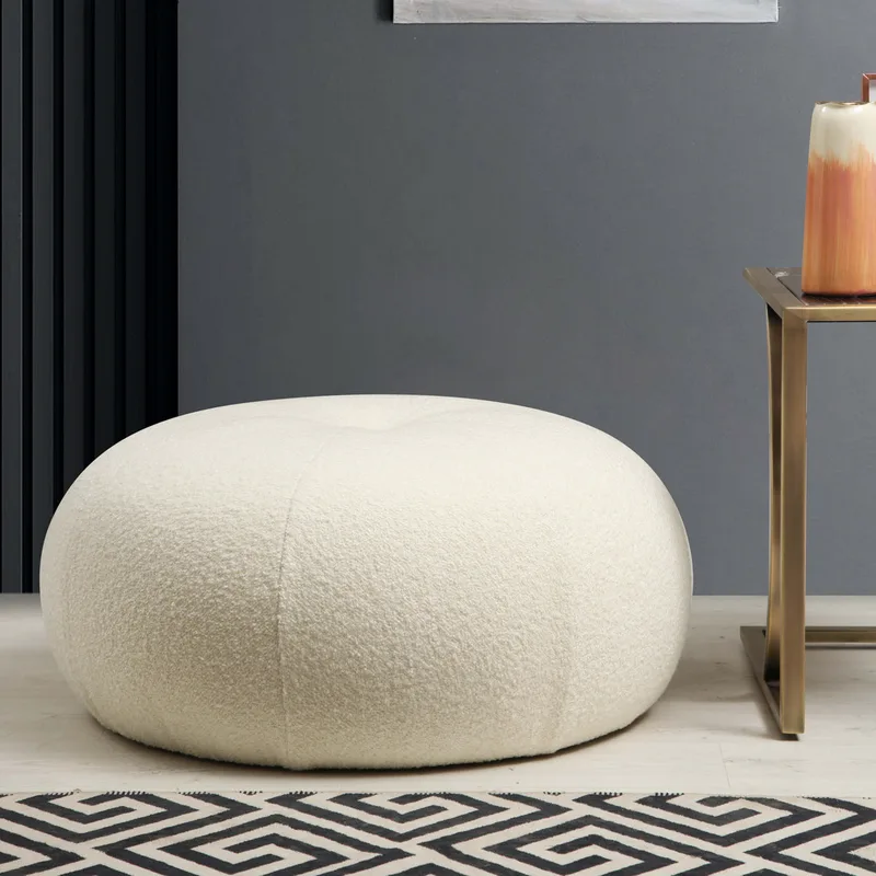 Πουφ Tina - Bouclet White 560Are2101 (Φ55x35)