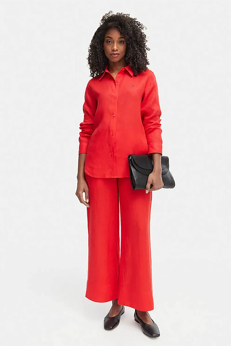 Tommy Hilfiger γυναικείο ψηλόμεσο παντελόνι Wide Leg - WW0WW48970 Κόκκινο