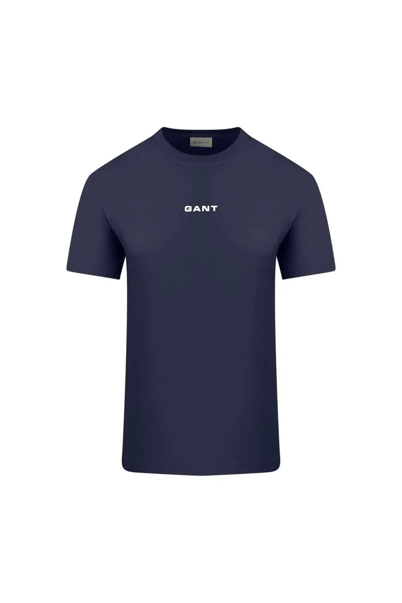 Gant ανδρικό T-shirt με λογότυπο Regular Fit - 2003405 Μπλε Σκούρο