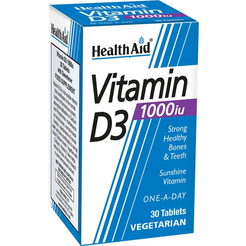 Health Aid Vitamin D3 1000iu Συμπλήρωμα Διατροφής Βιταμίνης D3 για την Καλή Υγεία των Οστών, Δοντιών & Ενίσχυση του Ανοσοποιητικού 30tabs