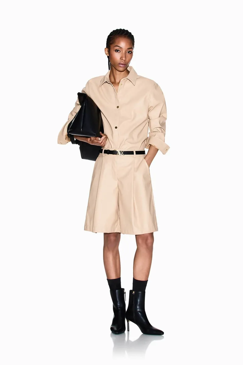 Armani Exchange γυναικεία βερμούδα μονόχρωμη - XW001265AF16106 Μπεζ