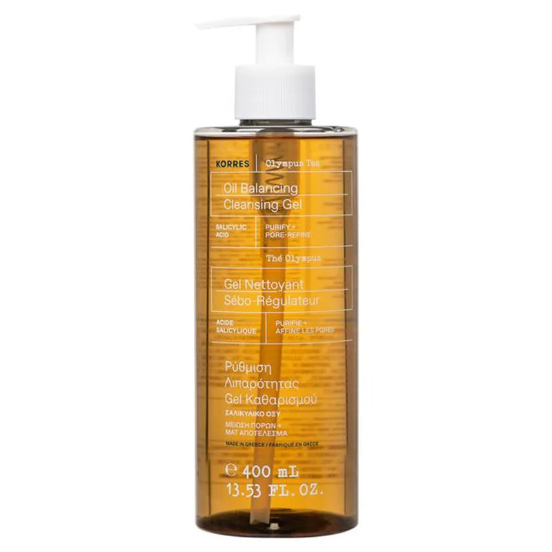 Korres Oil Balancing Cleansing Gel Olympus Tea Δροσιστικό Τζελ Καθαρισμού που Επαναφέρει την Ισορροπία του Δέρματος με Εκχύλισμα Τσάι Ολύμπου 400ml