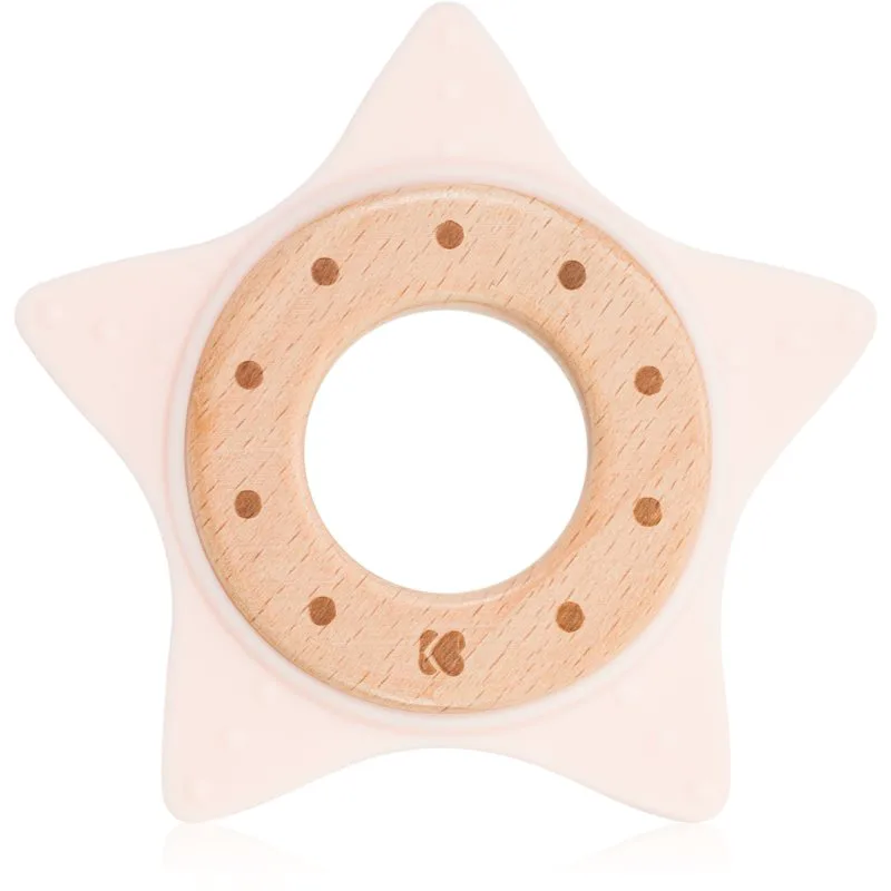 Kikkaboo Silicone and Wood Teether Star μασητικό Ροζ 1 τμχ