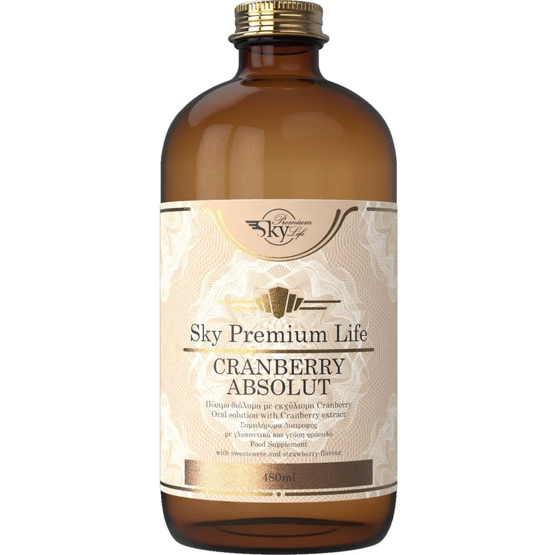 Sky Premium Life Cranberry Absolut Oral Solution Συμπλήρωμα Διατροφής Πόσιμου Διαλύματος με Εκχύλισμα Κράνμπερι για Αντιοξειδωτική Προστασία & για Πρόληψη & Αντιμετώπιση Λοιμώξεων του Ουροποιητικού Συστήματος 480ml