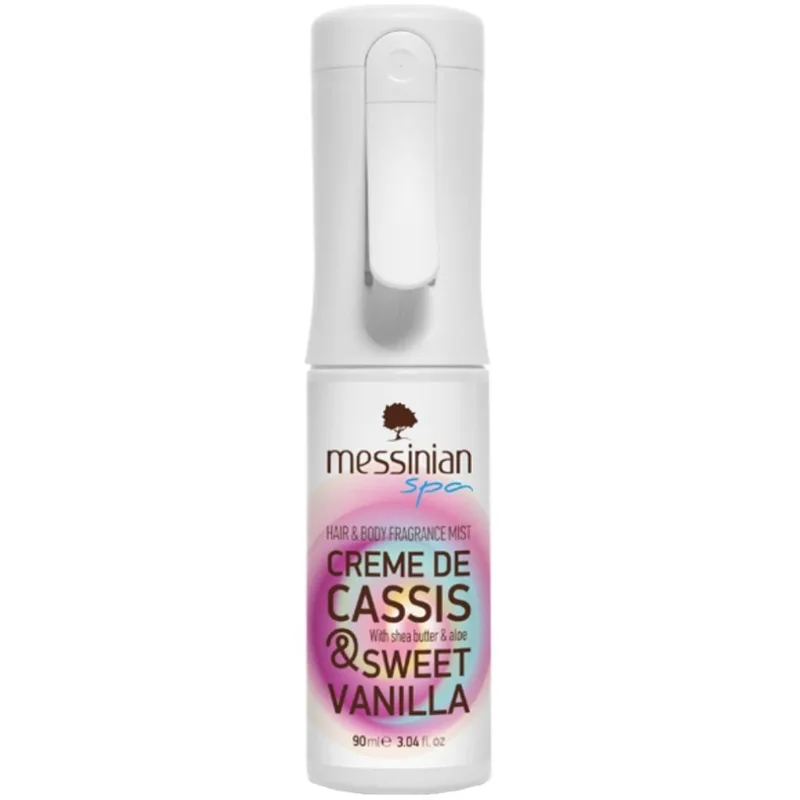 Messinian Spa Creme De Cassis & Sweet Vanilla Hair & Body Fragrance Mist Ενυδατικό Mist Μαλλιών & Σώματος με Λουλουδένιο Άρωμα 90ml