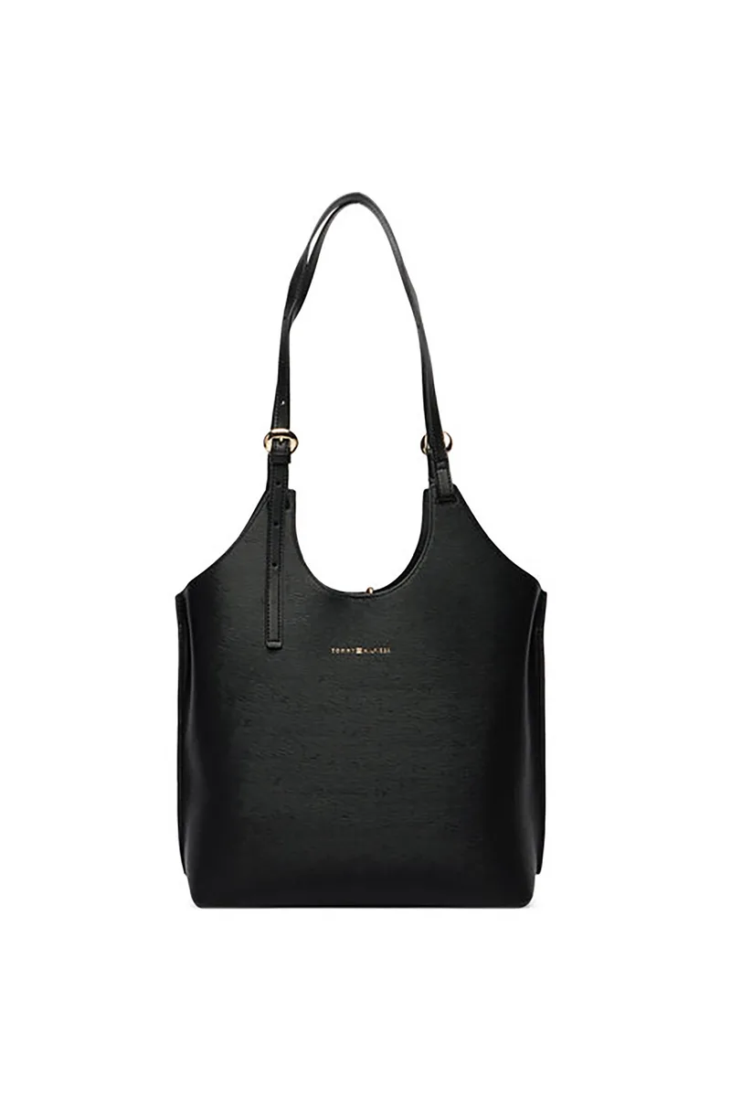 Tommy Hilfiger γυναικεία τσάντα tote με μεταλλικό λογότυπο "TH Monoplay" - AW0AW18618 Μαύρο