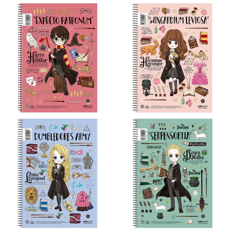 Τετράδιο σπιράλ ριγέ Salko Harry Potter - Magical 1 θέμα/30 φύλλα B5 (4 σχέδια)