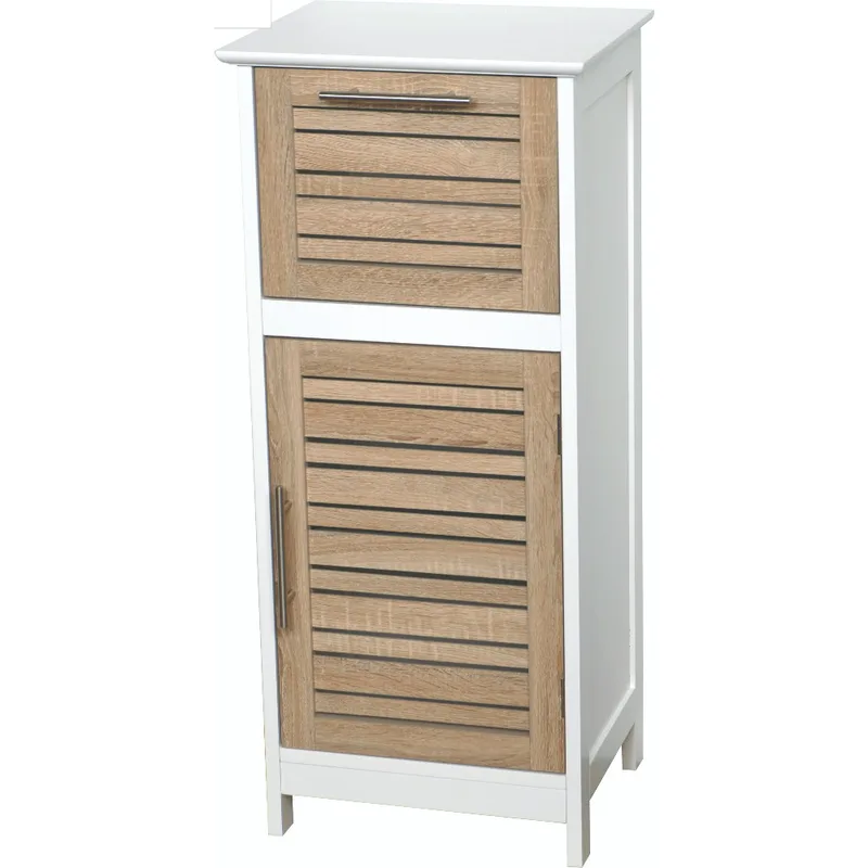 Έπιπλο MDF-Βελανιδιά Με 1 Συρτάρι & 1 Ντουλάπι Με Ράφι Στο Εσωτερικό Καφέ-Λευκό 36,5x30x83εκ. MRShome 1171000 (Υλικό: Mdf, Χρώμα: Λευκό) - sealskin - sl-DS-1171000