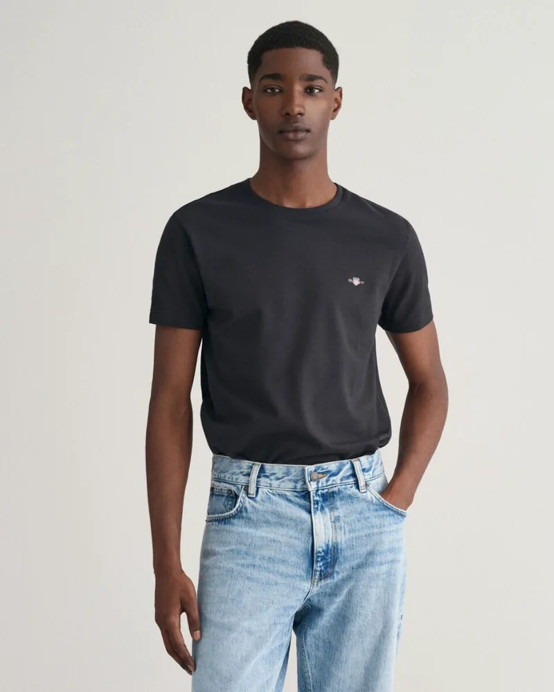 Gant Ανδρικό Pique Slim Fit Κοντομάνικο T-Shirt 2013033 Μαύρο