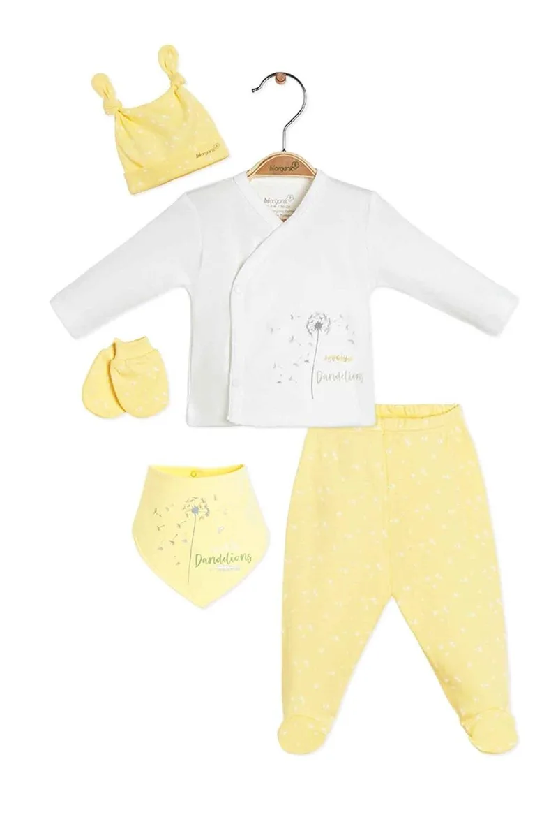 Σετ πιτζάμας με βρεφικά αξεσουαρ Biorganic Yellow Flower 62255