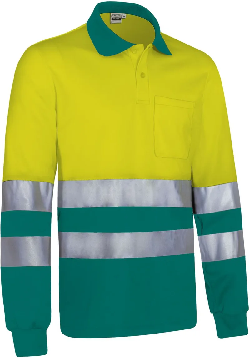 Hi-Vis Μακρυμάνικο Polo SNAKE Valento POVASNAAE Fluo Yellow-Amazon Green