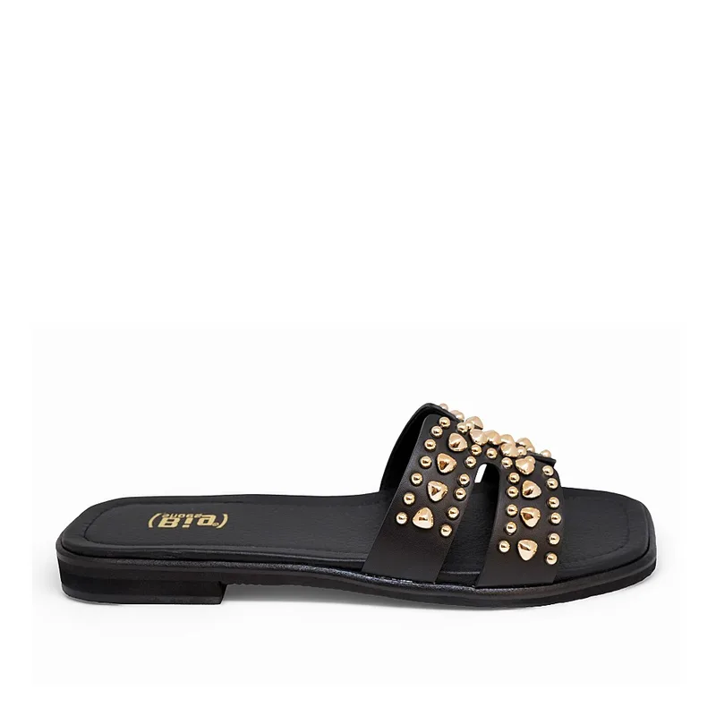 Bigshoes GA0213-01 Δερμάτινη Παντόφλα Μαύρο