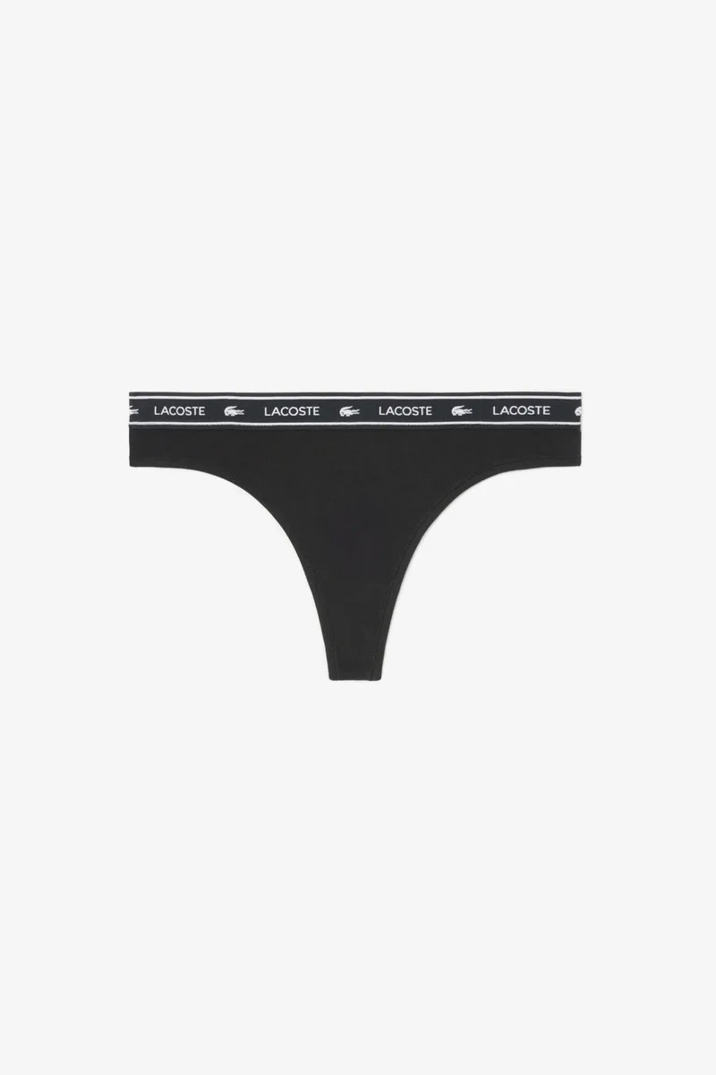 Lacoste γυναικείο εσώρουχο string brief με logo tape - 8F1342-00 Μαύρο