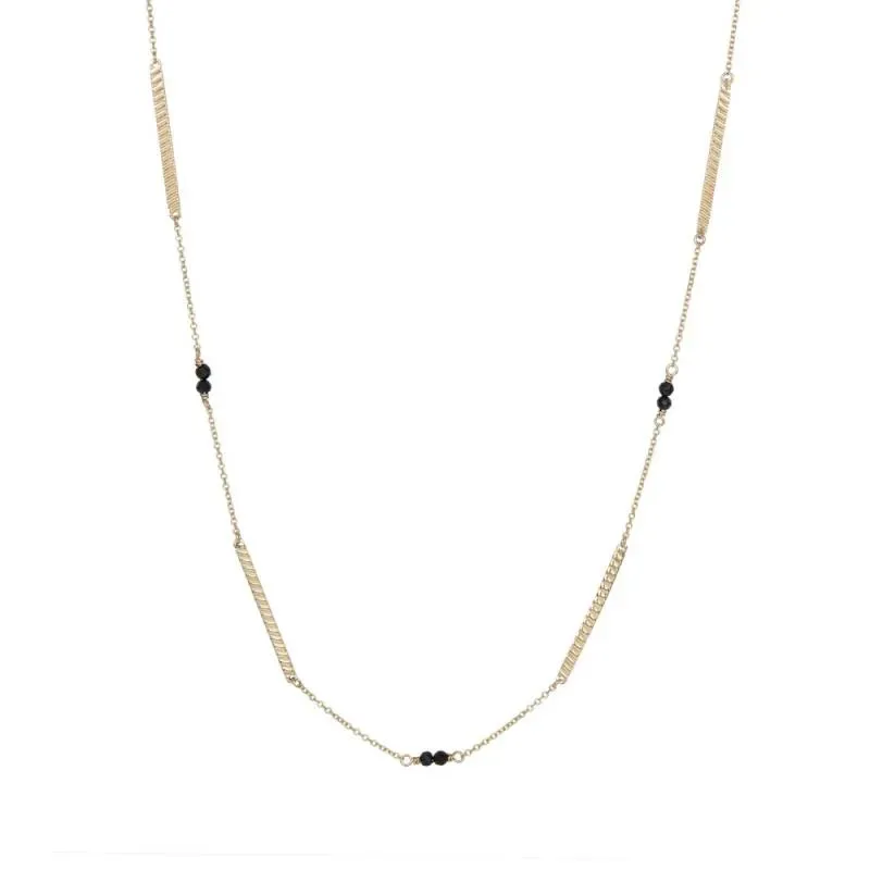 Χρυσό κολιέ black spinel Κ9 με πλακετάκια 046298 046298 Χρυσός 9 Καράτια