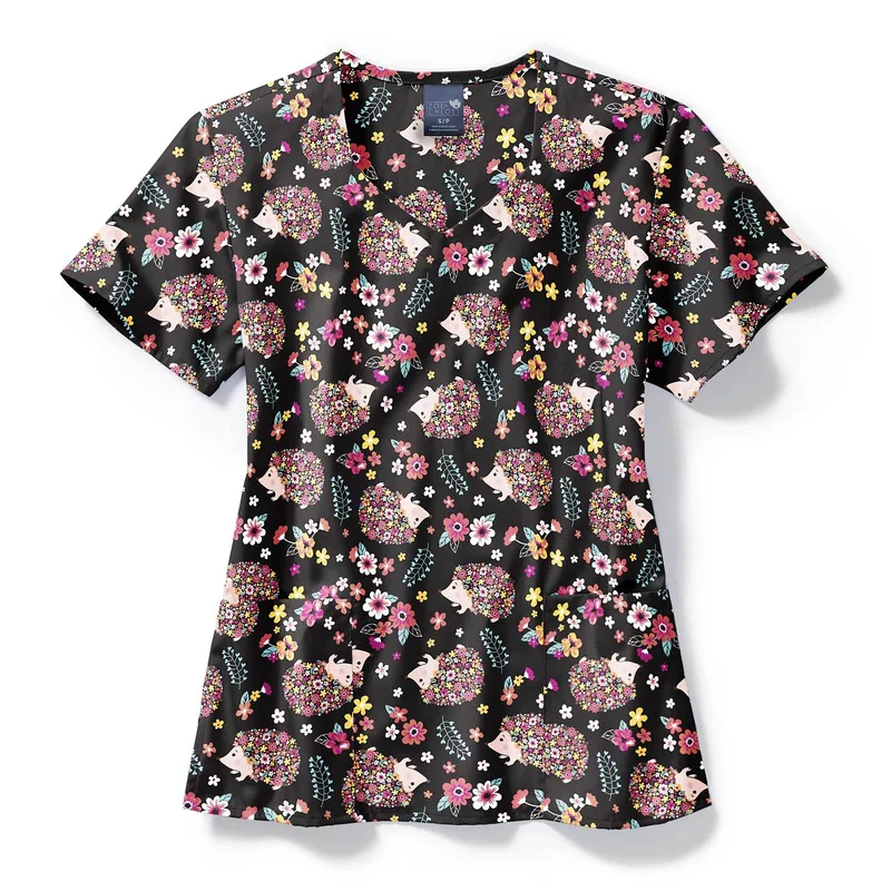 Μπλούζα Γυναικεία Yγειονομικών Zoe+Chloe® Okie Pokey Hedgehog Print