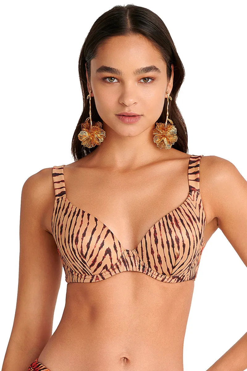 Blu4u γυναικείο μαγιό bikini top με μπανέλα από lurex ύφασμα ''Red Fan'' (Cup C)-25366213C-20