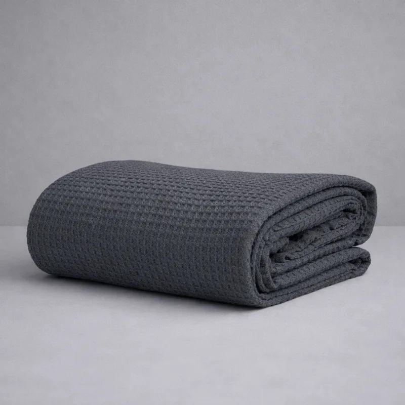 Κουβέρτα Πικέ Μονή Waffle 165χ245 Dark Grey