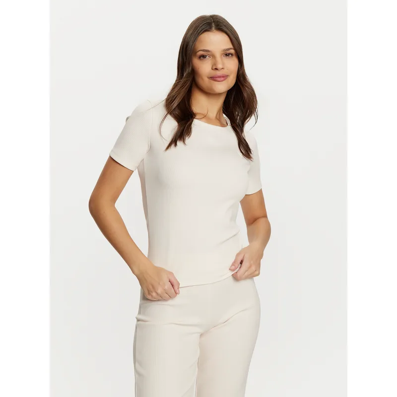 Guess T-Shirt V5RI04 KCLH0 Εκρού Regular Fit
