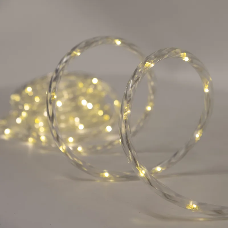 Χριστουγεννιάτικα Λαμπάκια 120 Led Φωτοσωλήνας 6μ Θερμό Λευκό Ηλιακά Με Πρόγραμμα Eurolamp 600-22165