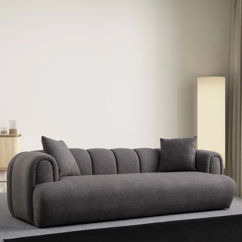 Τριθέσιος Καναπές Puffy 3 Plain - Anthracite 560Are1545 (115x77x65)