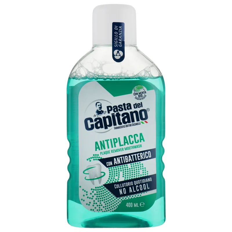 Pasta Del Capitano Antiplacca Plaque Remover Antibacterial Mouthwash Στοματικό Διάλυμα για Προστασία από τη Βακτηριακή Πλάκα, με Γεύση Μέντας 400ml