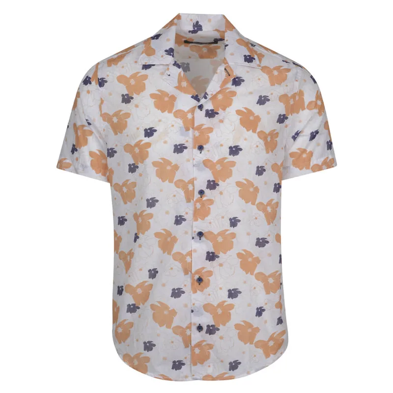 Πουκάμισο Floral Λευκό 100%Cotton (Modern Fit)