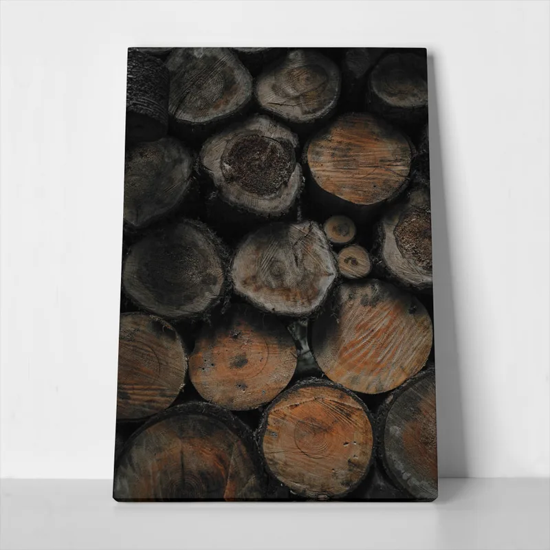 Πίνακας σε Καμβά RUSTIC FARMHOUSE WOOD LOGS 2