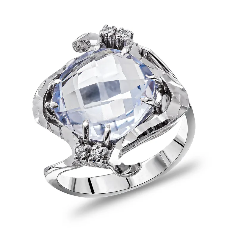 Δαχτυλίδι με Topaz απο Λευκό Χρυσό 14 Καρατίων DX1864