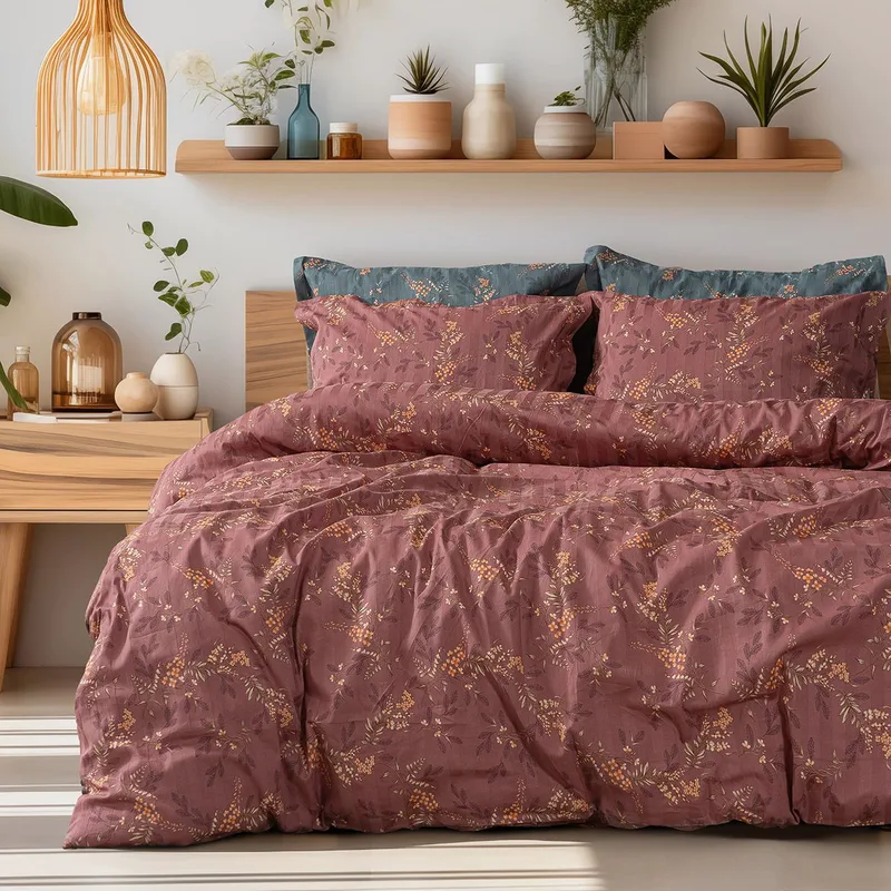 Beauty Home Σετ σεντόνια υπέρδιπλα Art 12216 Indra 100% Βαμβακοσατέν 300tc 240x270 Σάπιο μήλο