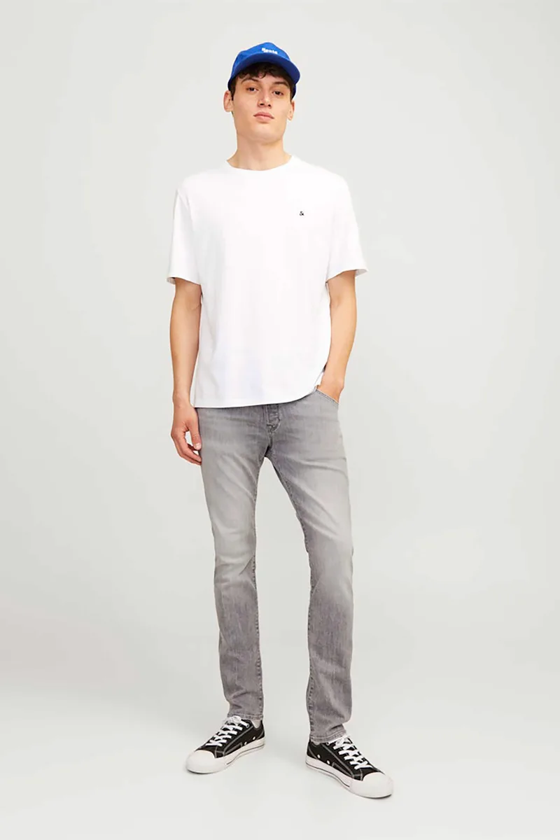 JACK & JONES ανδρικό τζιν παντελόνι πεντάτσεπο Slim Fit - 12259333 Γκρι